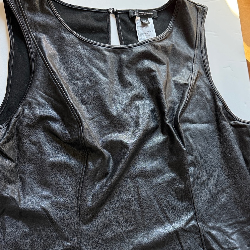 Black Faux Leather Sleeveless Tank onesie top